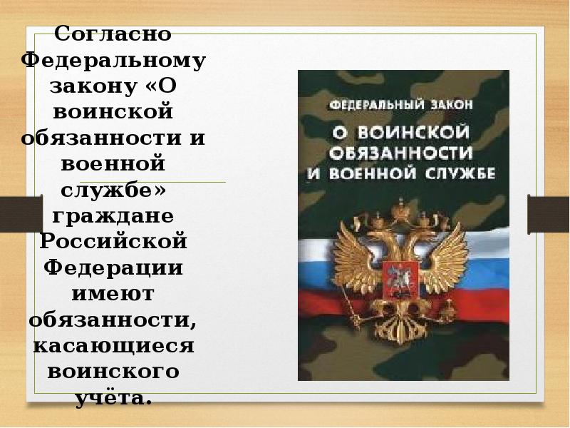 Обязанности граждан по воинскому учету презентация