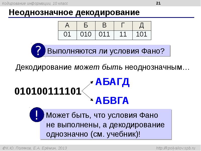 Кодирование информации презентация