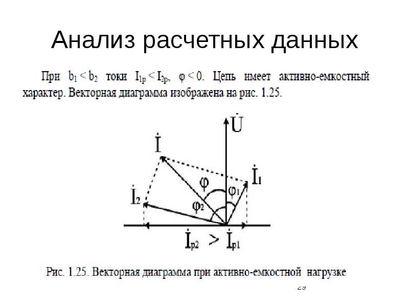 Векторная диаграмма активно емкостного характера