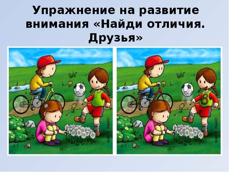 Упражнение на развитие внимания «Найди отличия. Друзья» Упражнение на развитие внимания «Найди отличия. Друзья»