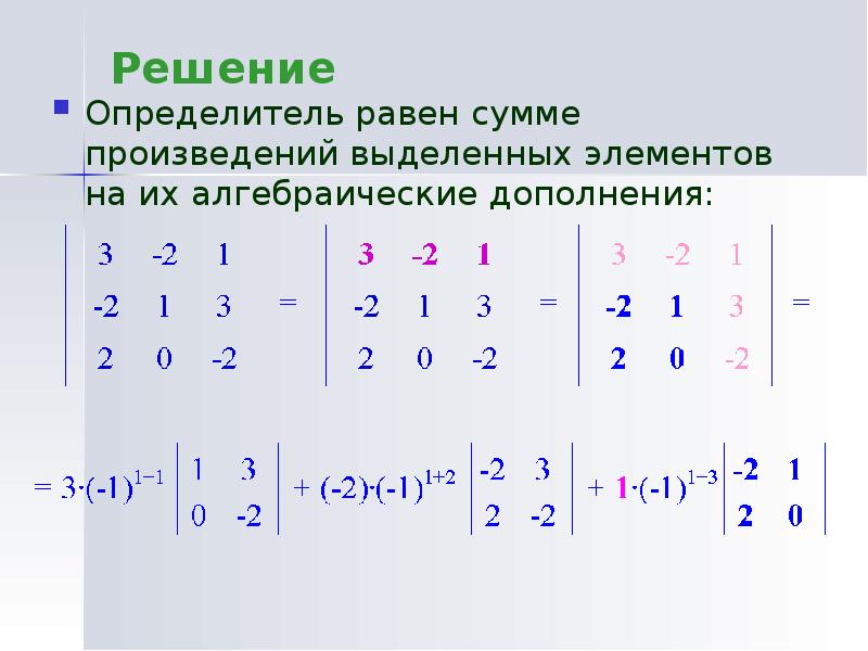 Открытый определитель. Определитель равен. Алгебраическое дополнение определителя. Алгебраическое дополнение элемента определителя равно. Определитель суммы матриц равен.