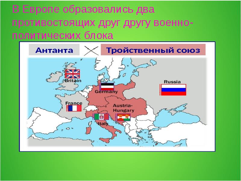 Планы военно политических блоков в европе в начале 20