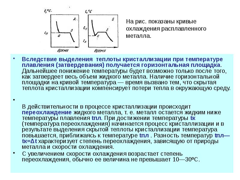 Формула кристаллизации. Структура Кривой охлаждения. Кривые охлаждения при кристаллизации. Горизонтальные площадки на Кривой охлаждения. Наличие площадки на Кривой охлаждения.