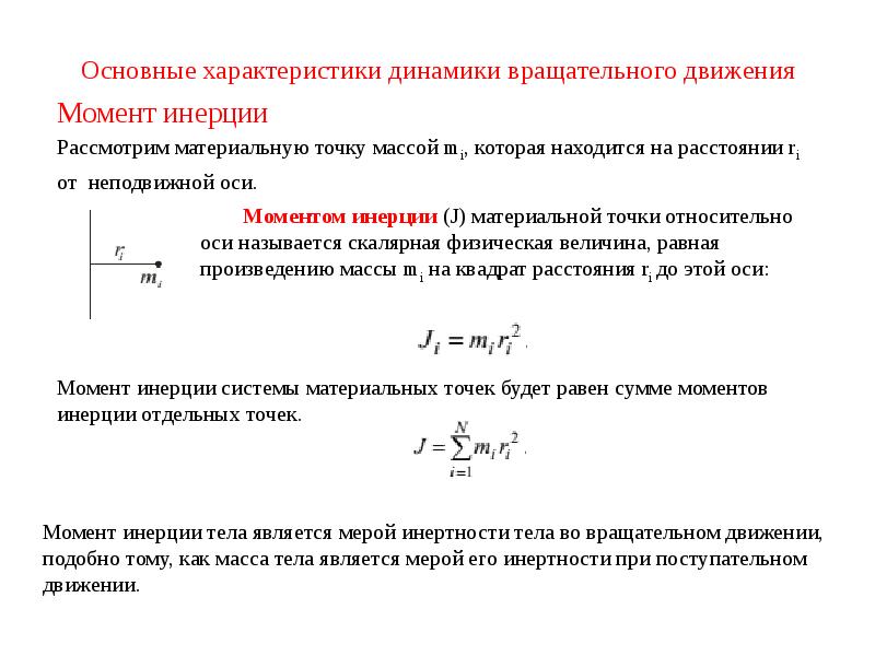 Характер динамики. Момент инерции вращательного движения формула. Динамика вращательного движения момент инерции. Момент инерции поступательного движения. Момент инерции твердого тела при вращательном движении.