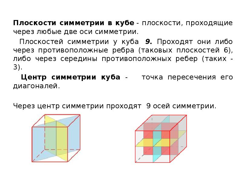 Противолежащих ребра куба. Плоскость симметрии Призмы. Плоскости симметрии Куба. Куб плоскости симметрии. Симметрия в Кубе в параллелепипеде в призме и пирамиде.