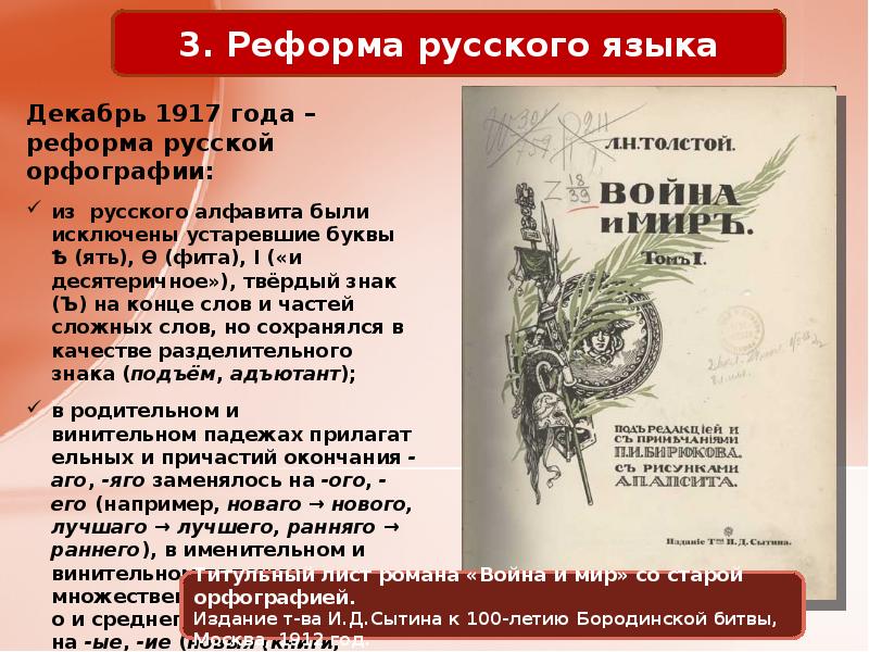 Реформа русской орфографии 1918 года презентация