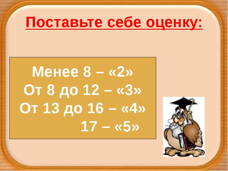 Поставьте себе оценку: Поставьте себе оценку: