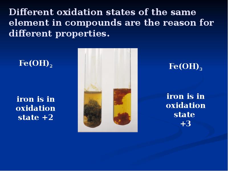 Different oxidation states of the same element in compounds are the Different oxidation states of the same element in compounds are the