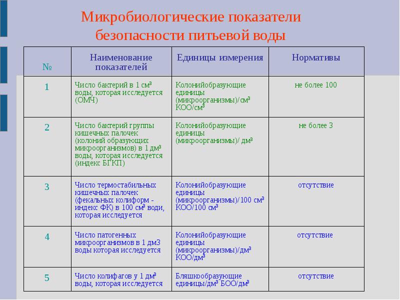 Общие колиформные бактерии в питьевой воде