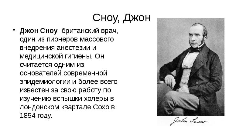 Сноу, Джон Джон Сноу&nbsp;&nbsp;британский&nbsp;врач, один из пионеров массового внедрения анестезии и