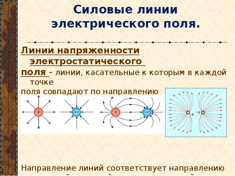 Линия на поле направлений. Линии магнитной индукции (их свойства и направление). Линии электрической напряженности 1 положительного заряда. Направление силовых линий. Силовые линии электростатического поля направлены.