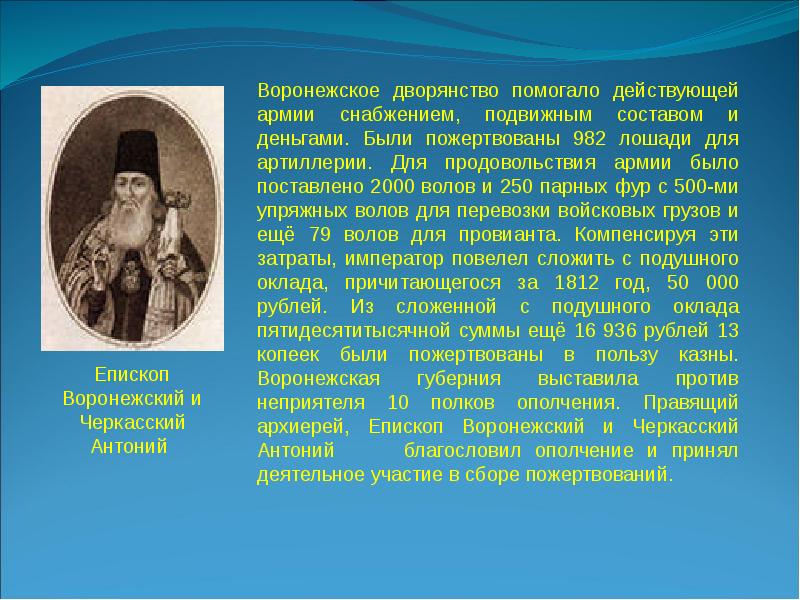 Вклад воронежцев в культуру россии презентация