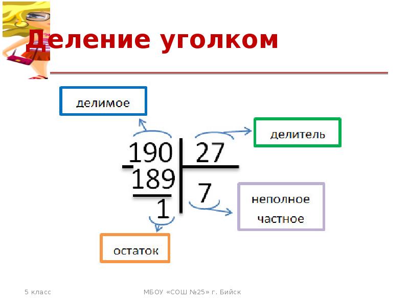 Деление уголком презентация