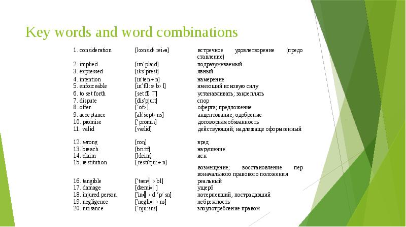 Word combinations перевод