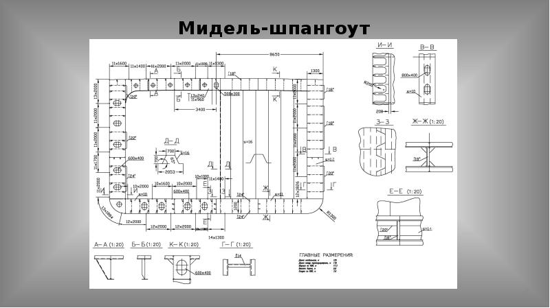 Чертеж мидель шпангоута