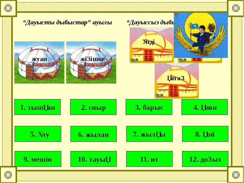 Дауысты дауыссыз дыбыстар презентация