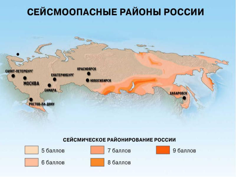 Карта сейсмоопасных зон россии