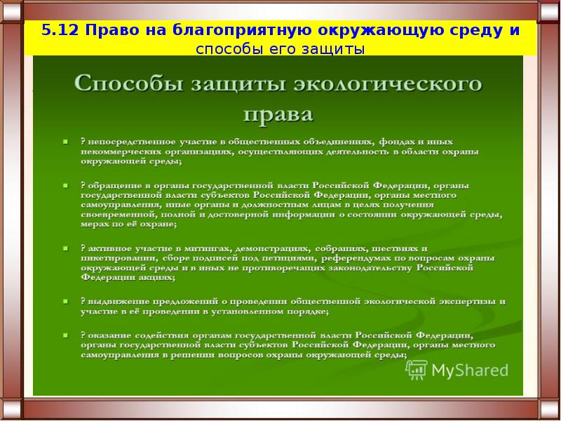 Реализация права на благоприятную окружающую среду в моем регионе проект