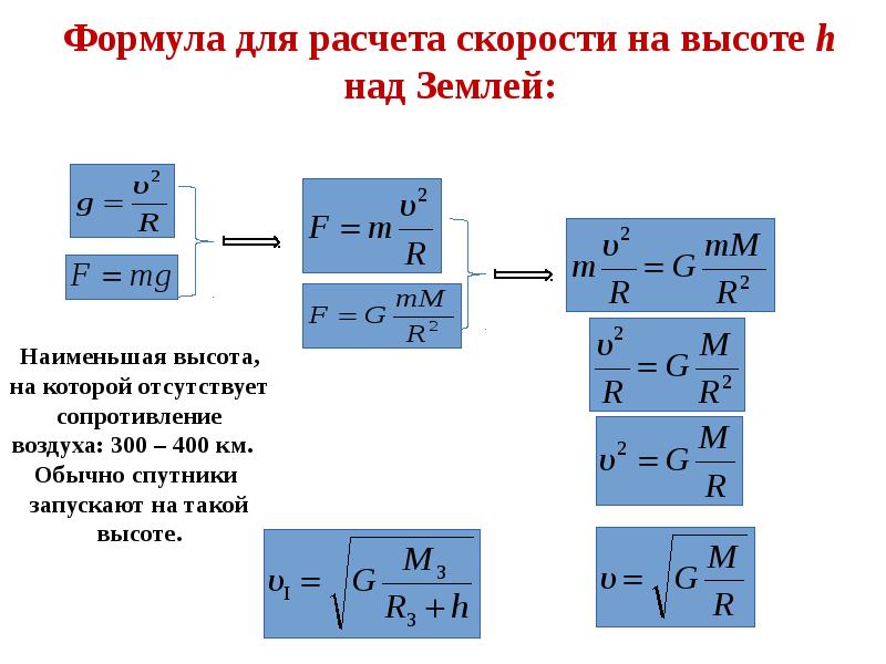 Формула высоты h