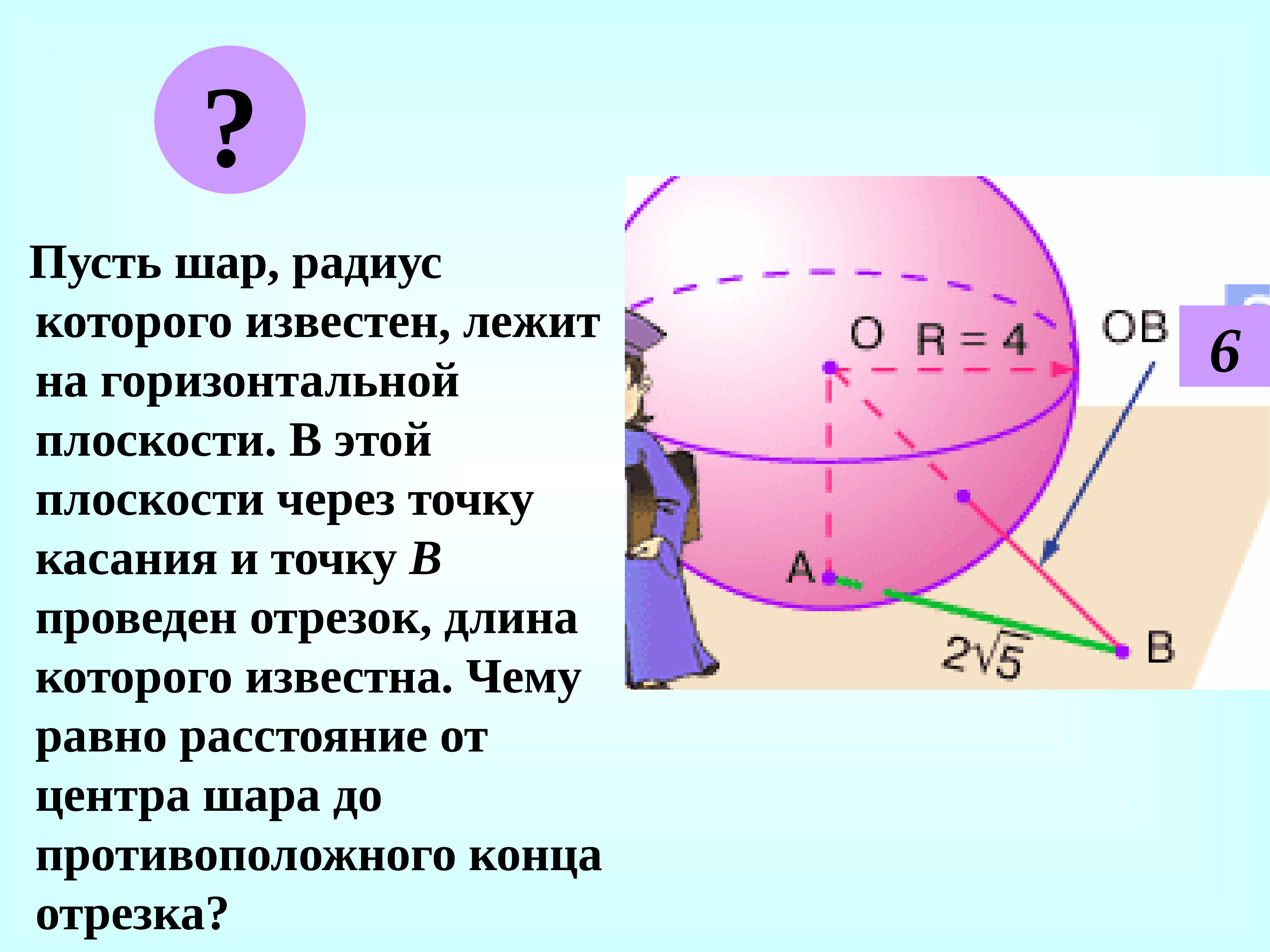 Понятие сферы. Диаметрально противоположные точки шара. Радиус шара. Шор на горизонтальной плоскости. Шар на горизонтальной плоскости.