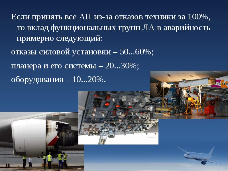 Если принять все АП из-за отказов техники за 100%, то вклад Если принять все АП из-за отказов техники за 100%, то вклад