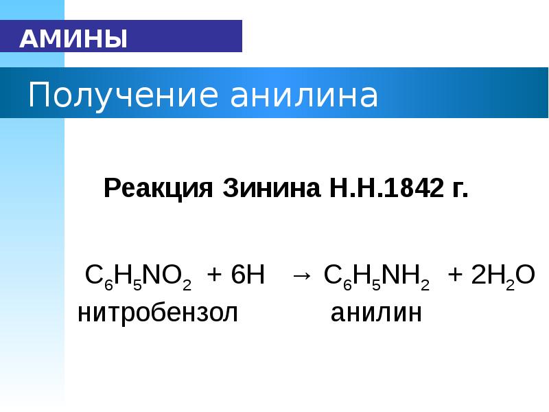 Презентация амины анилин 10 класс базовый уровень габриелян