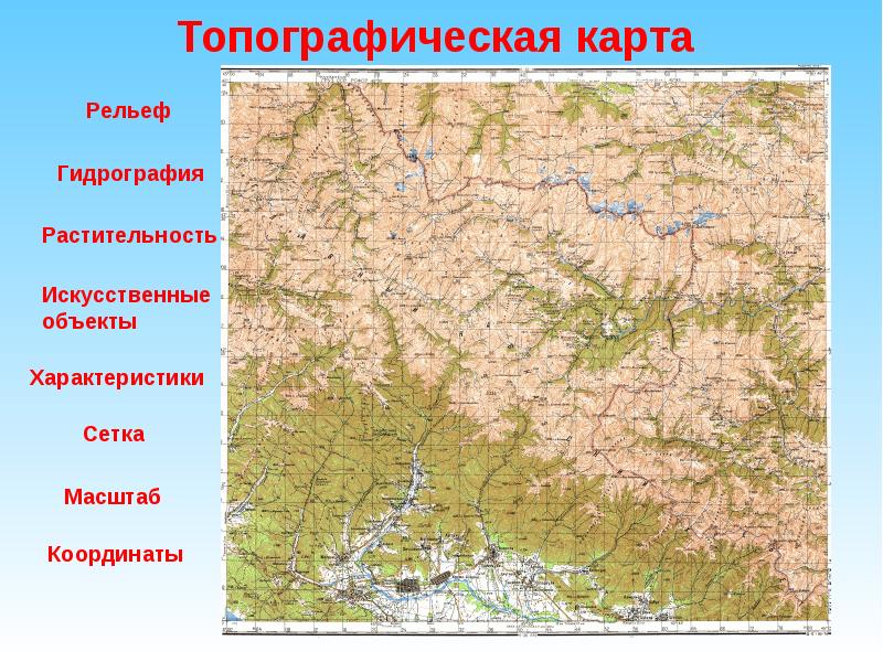 Топографическая карта северной осетии