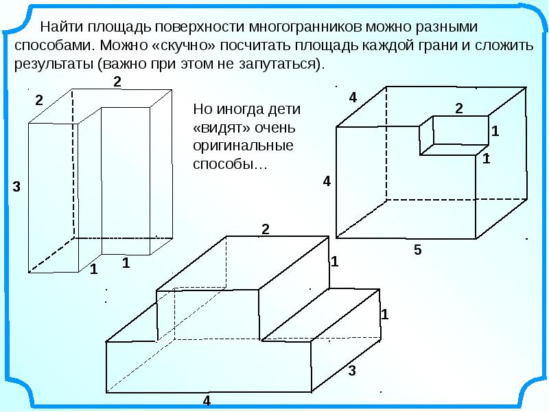 Площадь поверхности многогранников презентация