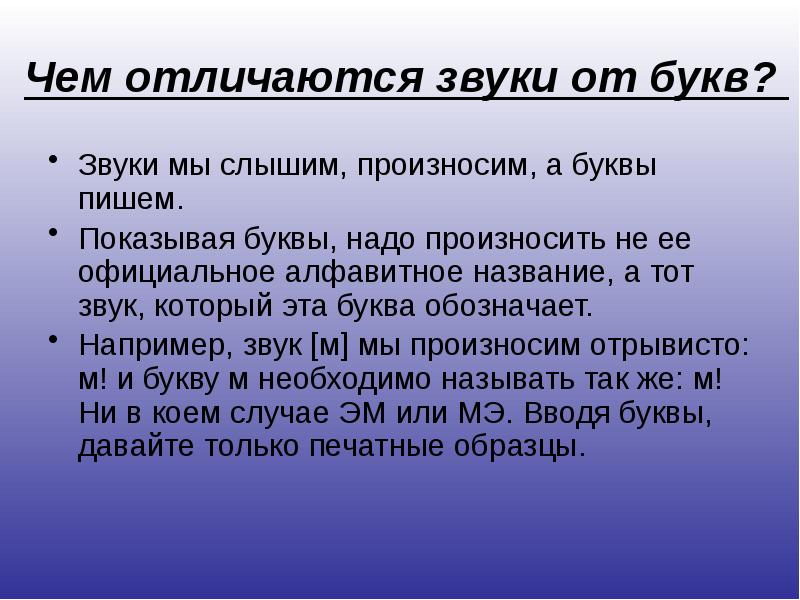 Чем отличаются звуки от букв 1 класс школа россии презентация и конспект