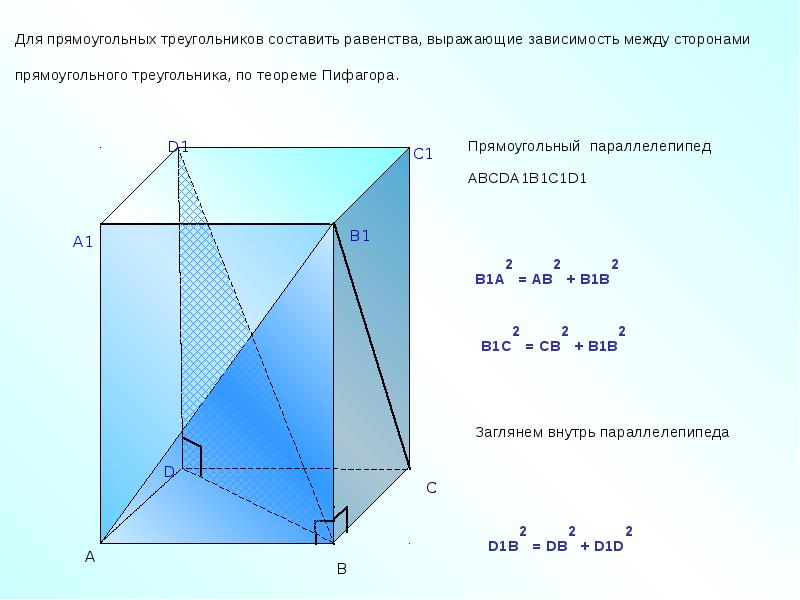 Пространственная теорема пифагора 10 класс презентация атанасян