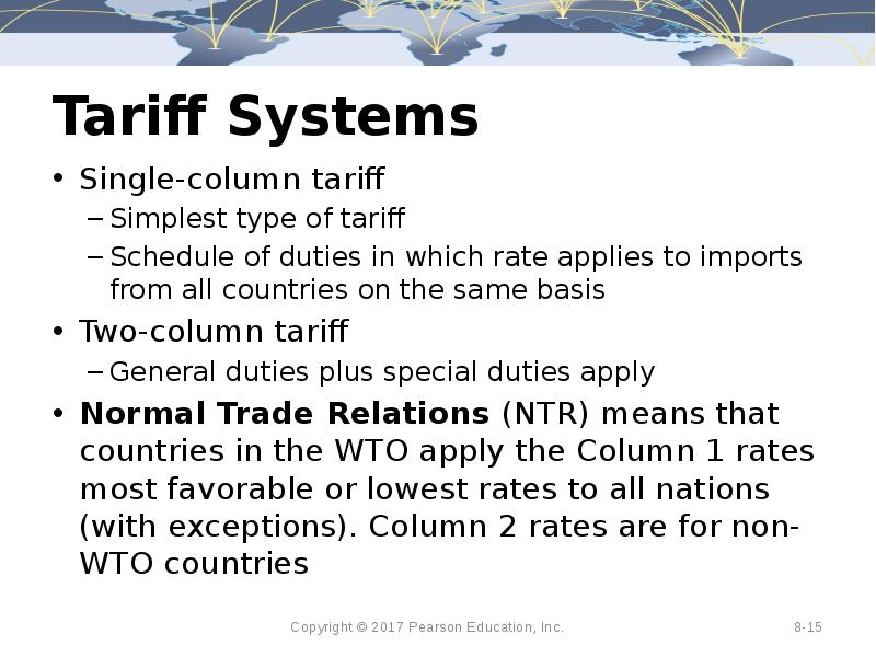 Tariff Systems Single-column tariff  Simplest type of tariff Schedule of
