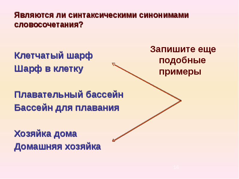 Синтаксические синонимы план