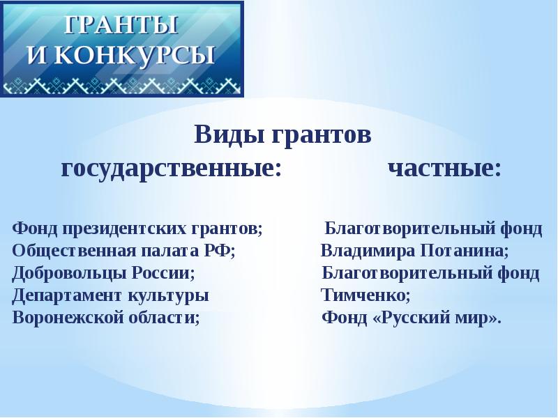 Грантовые проекты в культуре