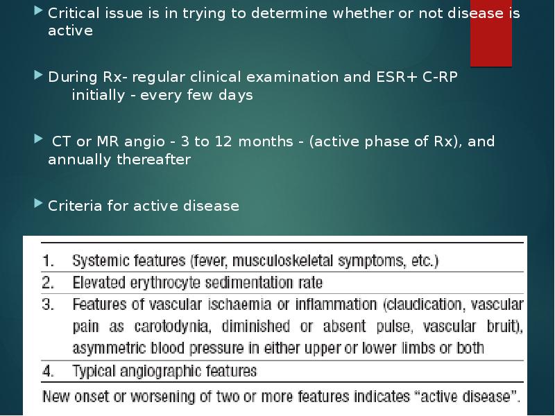 Critical issue is in trying to determine whether or not disease Critical issue is in trying to determine whether or not disease