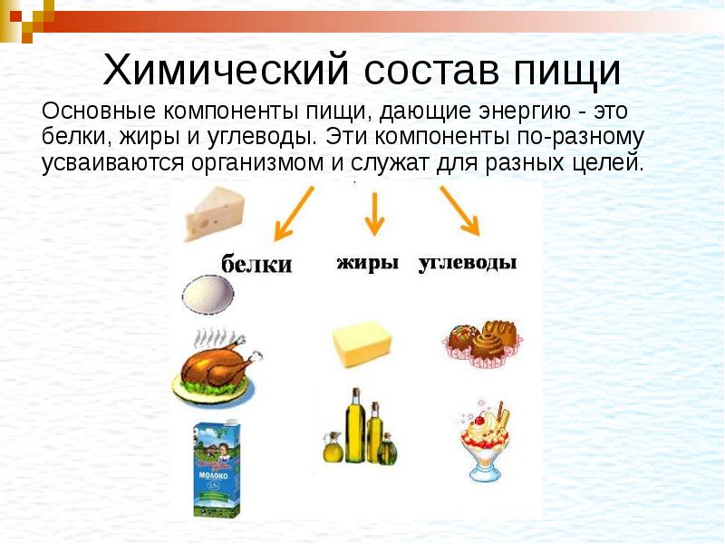 Химическое изменение пищи. Питательные компоненты пищи. Схема основных компонентов пищи. Основные компоненты пи. Химичнскийсостав пищи.