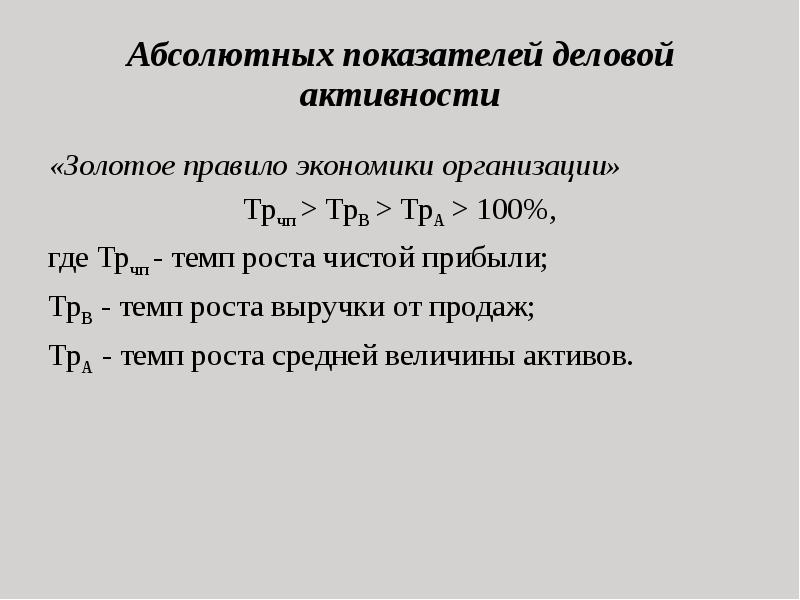 Абсолютные показатели деловой активности