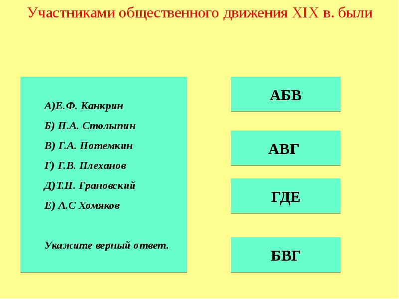 Даты тем. Участники общественного движения. Участниками общественного движения в XIX В.:. Даты Персоналии.