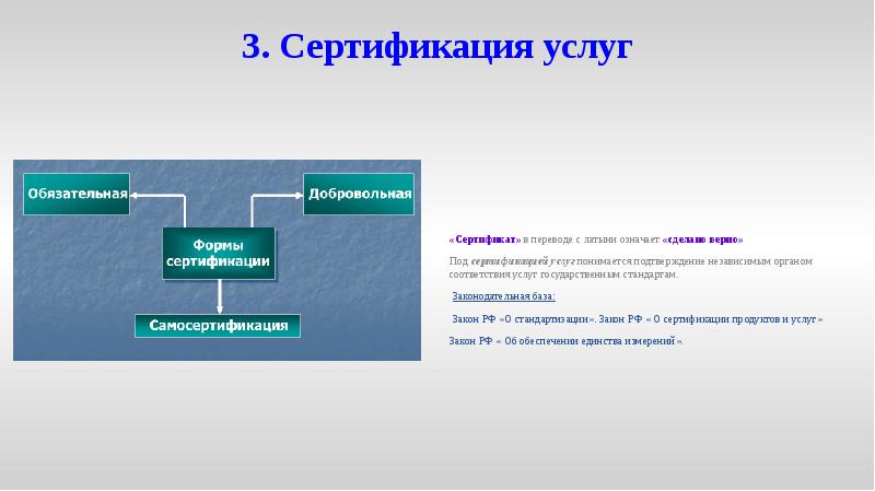 3. Сертификация услуг 3. Сертификация услуг