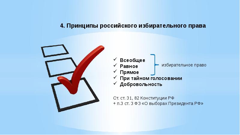 Избирательное право в современной россии проект