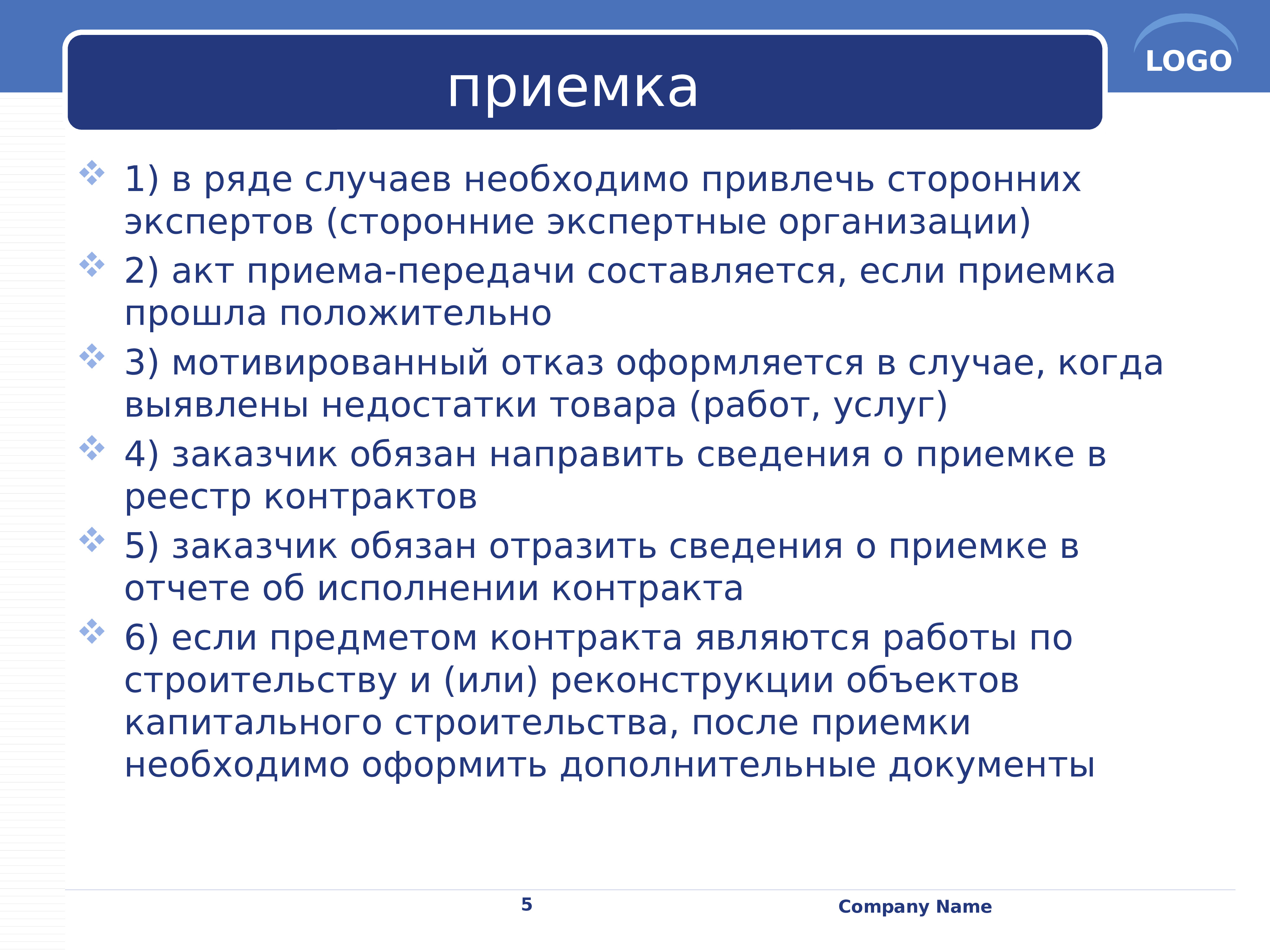 Привлечение сторонней организации. Приемка 5. Пятая приемка.