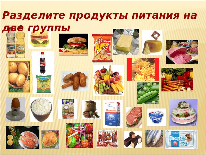 Полезные и вредные продукты питания для детей презентация