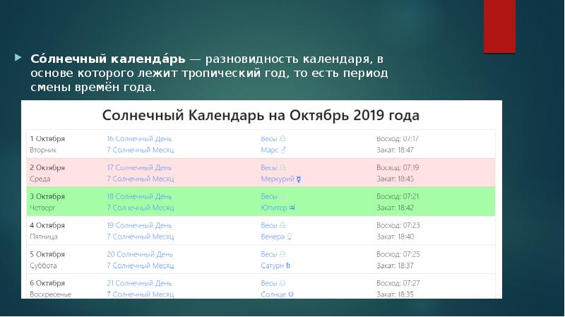 Лунно солнечные календари презентация