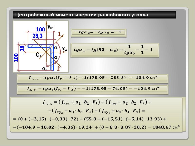 Центр тяжести угла. Центробежный момент инерции уголка. Центробежный момент инерции швеллера. Центробежный момент инерции сечения. Осевой момент инерции уголка формула.