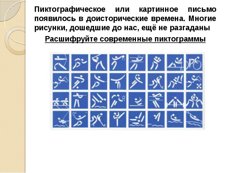 Пиктографическое письмо напоминает ребусы каждый знак рисунок