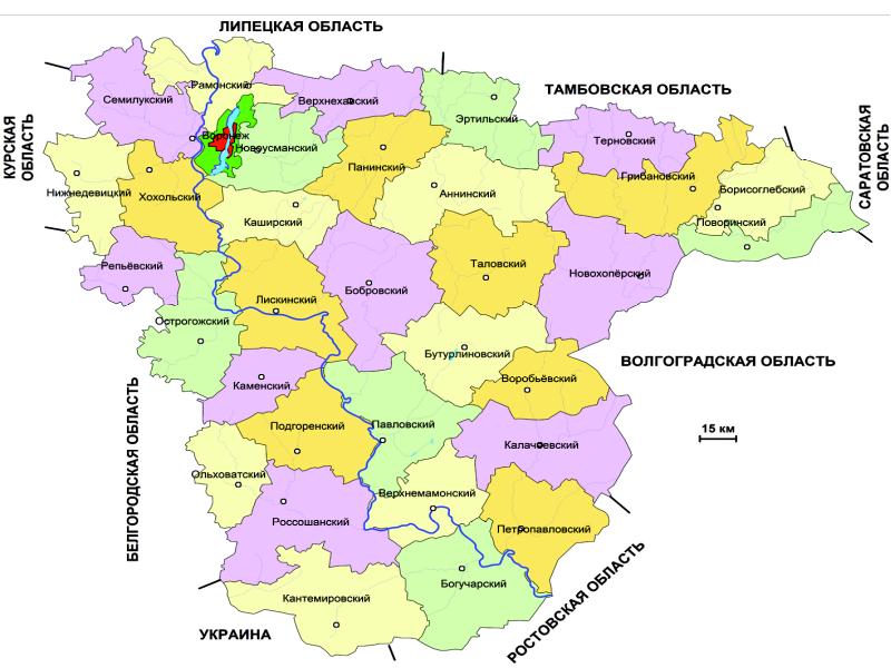 Карта областей воронежской области