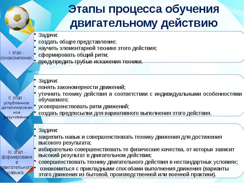 Структура процесса обучения двигательным действиям обусловлена