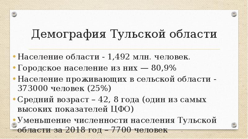 Тульская область население. Демография Тульская область.