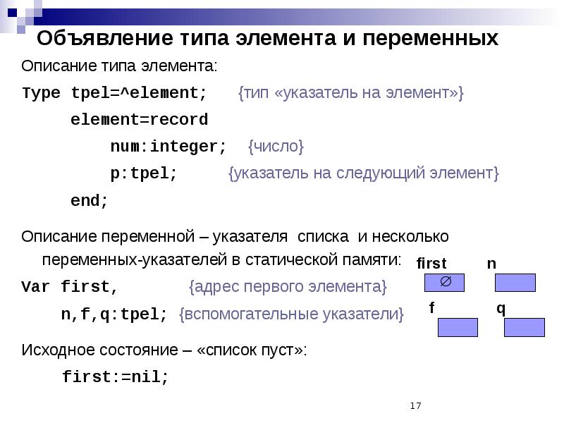 Типы компонентов c. Тип Pointer в Паскале. Указатель (Тип данных). Переменные элементы виды. Указатели в DELPHI.