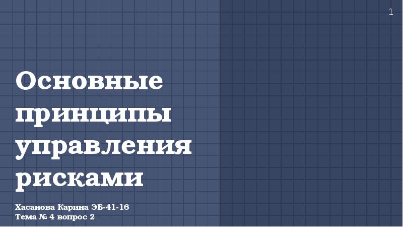 Принципы управления рисками презентация