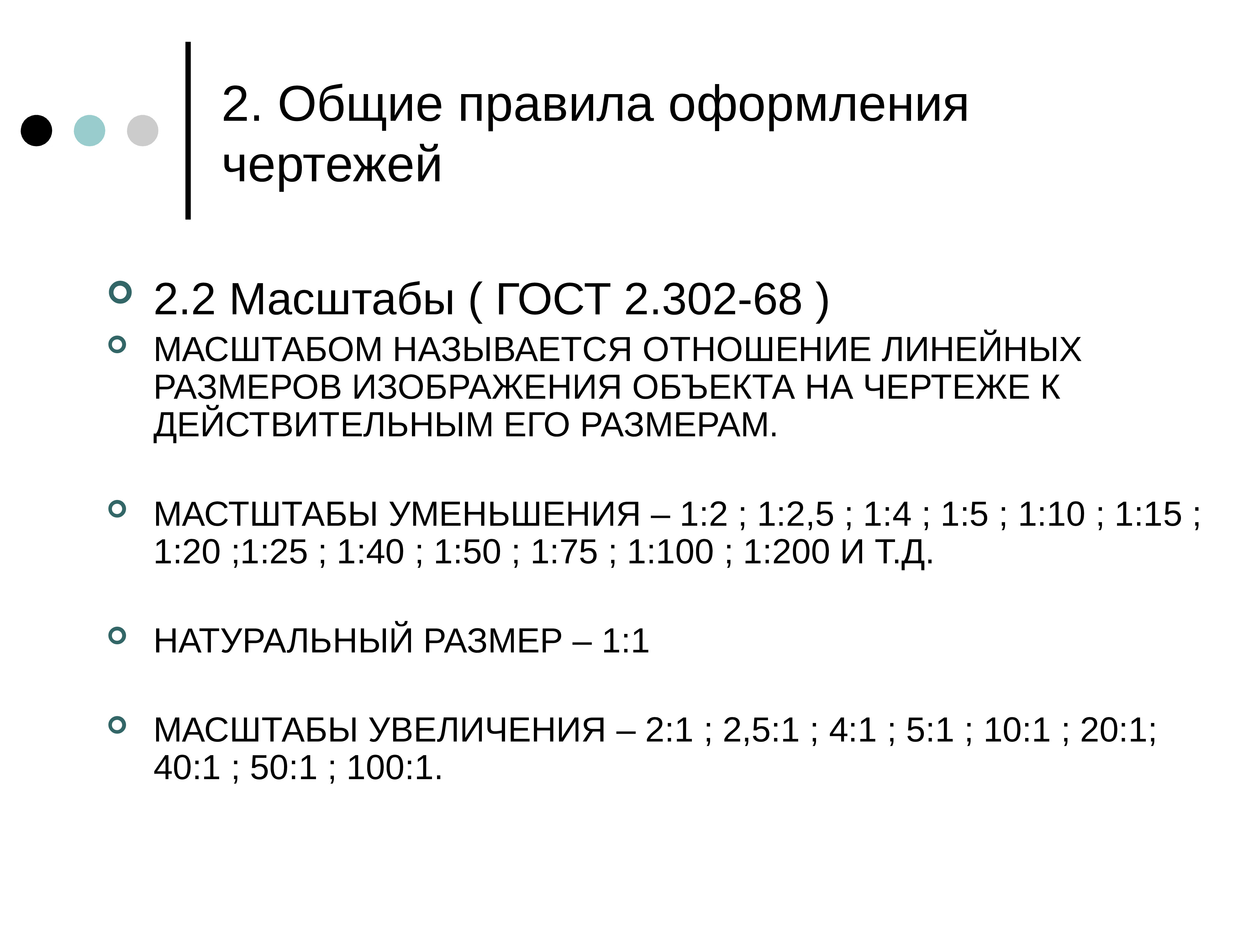 Отношение линейных размеров изображения объекта на чертеже к действительным размерам объекта